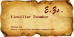 Einviller Zsombor névjegykártya